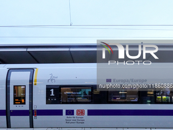 The sleek and modern ICE 517 train waits at Munich Pasing Station in Munich, Germany, on November 23, 2024. . (