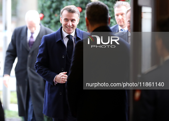 French President Emmanuel Macron meets with Polish Prime Minister Donald Tusk at the Chancellery of the Prime Minister in Warsaw, Poland, on...