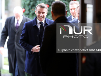 French President Emmanuel Macron meets with Polish Prime Minister Donald Tusk at the Chancellery of the Prime Minister in Warsaw, Poland, on...