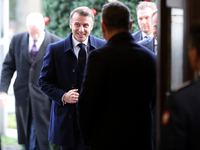 French President Emmanuel Macron meets with Polish Prime Minister Donald Tusk at the Chancellery of the Prime Minister in Warsaw, Poland, on...