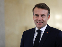 French President Emmanuel Macron meets with Polish Prime Minister Donald Tusk at the Chancellery of the Prime Minister in Warsaw, Poland, on...