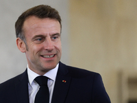 French President Emmanuel Macron meets with Polish Prime Minister Donald Tusk at the Chancellery of the Prime Minister in Warsaw, Poland, on...