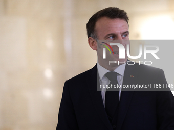 French President Emmanuel Macron meets with Polish Prime Minister Donald Tusk at the Chancellery of the Prime Minister in Warsaw, Poland, on...