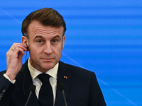 WARSAW, POLAND - DECEMBER 12:
French President Emmanuel Macron delivers remarks during a joint press conference with Polish Prime Minister D...