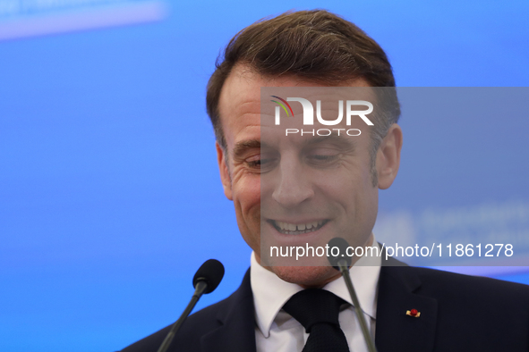 French President Emmanuel Macron meets with Polish Prime Minister Donald Tusk at the Chancellery of the Prime Minister in Warsaw, Poland, on...