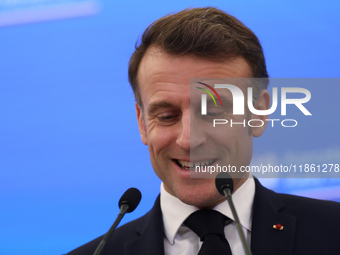 French President Emmanuel Macron meets with Polish Prime Minister Donald Tusk at the Chancellery of the Prime Minister in Warsaw, Poland, on...