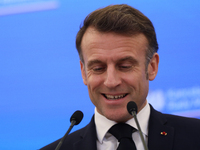 French President Emmanuel Macron meets with Polish Prime Minister Donald Tusk at the Chancellery of the Prime Minister in Warsaw, Poland, on...