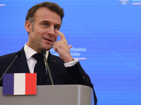 French President Emmanuel Macron meets with Polish Prime Minister Donald Tusk at the Chancellery of the Prime Minister in Warsaw, Poland, on...