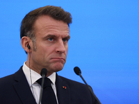 French President Emmanuel Macron meets with Polish Prime Minister Donald Tusk at the Chancellery of the Prime Minister in Warsaw, Poland, on...