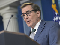 National Security Communications Advisor John Kirby speaks about Ukraine's economic recovery during a press briefing in Washington DC, USA,...