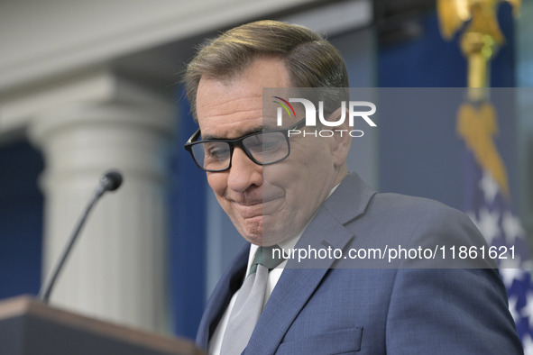 National Security Communications Advisor John Kirby speaks about Ukraine's economic recovery during a press briefing in Washington DC, USA,...