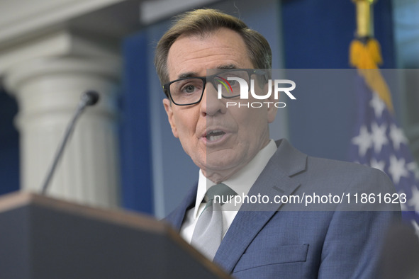 National Security Communications Advisor John Kirby speaks about Ukraine's economic recovery during a press briefing in Washington DC, USA,...