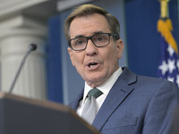 National Security Communications Advisor John Kirby speaks about Ukraine's economic recovery during a press briefing in Washington DC, USA,...