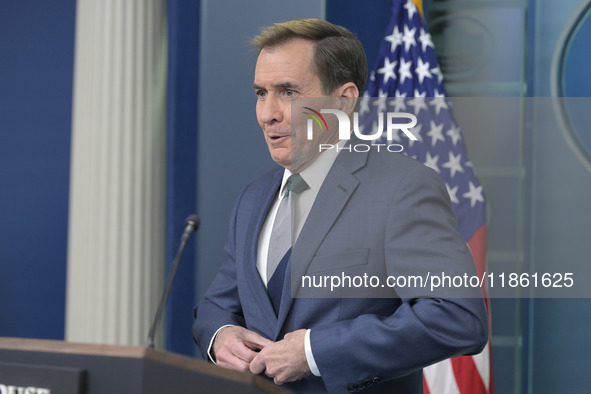 National Security Communications Advisor John Kirby speaks about Ukraine's economic recovery during a press briefing in Washington DC, USA,...