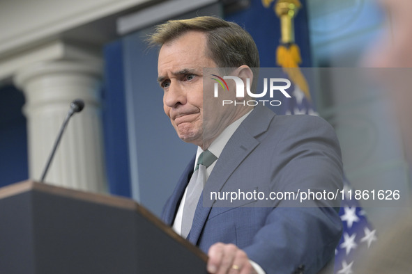 National Security Communications Advisor John Kirby speaks about Ukraine's economic recovery during a press briefing in Washington DC, USA,...