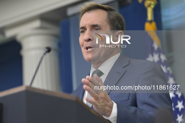 National Security Communications Advisor John Kirby speaks about Ukraine's economic recovery during a press briefing in Washington DC, USA,...