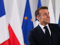 In Warsaw, Poland, on December 12, 2024, French President Emmanuel Macron meets with Polish Prime Minister Donald Tusk at the Chancellery of...