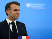 In Warsaw, Poland, on December 12, 2024, French President Emmanuel Macron meets with Polish Prime Minister Donald Tusk at the Chancellery of...