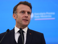 In Warsaw, Poland, on December 12, 2024, French President Emmanuel Macron meets with Polish Prime Minister Donald Tusk at the Chancellery of...