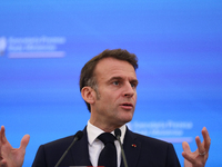 In Warsaw, Poland, on December 12, 2024, French President Emmanuel Macron meets with Polish Prime Minister Donald Tusk at the Chancellery of...