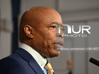 Mayor of New York City Eric Adams speaks at a news conference following his meeting with incoming Trump-Vance Administration ''border czar''...