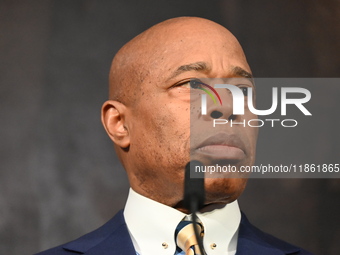 Mayor of New York City Eric Adams speaks at a news conference following his meeting with incoming Trump-Vance Administration ''border czar''...