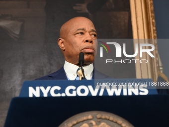 Mayor of New York City Eric Adams speaks at a news conference following his meeting with incoming Trump-Vance Administration ''border czar''...