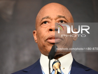 Mayor of New York City Eric Adams speaks at a news conference following his meeting with incoming Trump-Vance Administration ''border czar''...