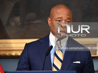 Mayor of New York City Eric Adams speaks at a news conference following his meeting with incoming Trump-Vance Administration ''border czar''...