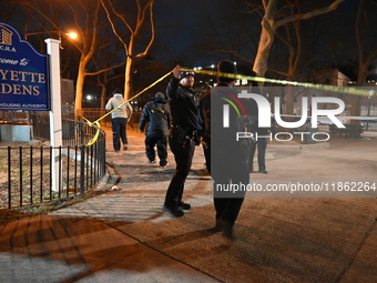 Two people are shot at Lafayette Gardens NYCHA public housing complex in the Bedford-Stuyvesant neighborhood in Brooklyn, New York, United S...