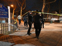 Two people are shot at Lafayette Gardens NYCHA public housing complex in the Bedford-Stuyvesant neighborhood in Brooklyn, New York, United S...