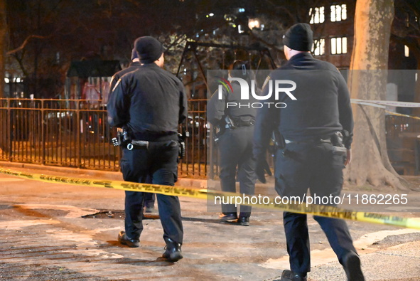 Two people are shot at Lafayette Gardens NYCHA public housing complex in the Bedford-Stuyvesant neighborhood in Brooklyn, New York, United S...