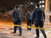 Two people are shot at Lafayette Gardens NYCHA public housing complex in the Bedford-Stuyvesant neighborhood in Brooklyn, New York, United S...