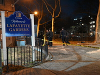 Two people are shot at Lafayette Gardens NYCHA public housing complex in the Bedford-Stuyvesant neighborhood in Brooklyn, New York, United S...