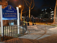 Two people are shot at Lafayette Gardens NYCHA public housing complex in the Bedford-Stuyvesant neighborhood in Brooklyn, New York, United S...