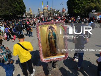 Hundreds of faithful attend the Basilica of Guadalupe to give thanks to the Virgin of Guadalupe for the favors and promises granted as part...