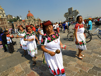 Dancers participate in the pre-Hispanic dance during the celebrations of the Day of the Virgin of Guadalupe in Mexico City, Mexico, on Decem...