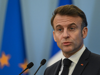 WARSAW, POLAND - DECEMBER 12:
French President Emmanuel Macron delivers remarks during a joint press conference with Polish Prime Minister D...