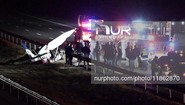 One person dies after a small plane crashes on the highway in Westchester County, New York, United States, on December 12, 2024, according t...