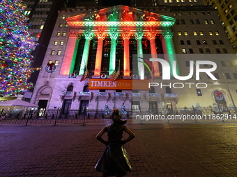 The Fearless Girl statue stands tall in front of the New York Stock Exchange on Broad Street in New York, N.Y., on December 12, 2024. (