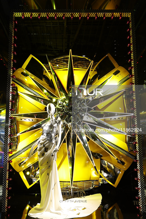 The window display for the holiday season at the Bergdorf Goodman department store on Fifth Avenue in New York, N.Y., on December 12, 2024,...