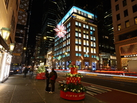 A snowflake hangs outside the exterior of Tiffany's on 57th St. and Fifth Avenue in New York, N.Y., on December 12, 2024. The photo is taken...