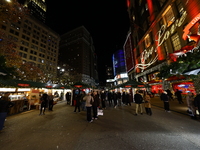 The Christmas decorations are outside Macy's Department Store in New York, N.Y., on December 12, 2024. The photo is taken as a long exposure...