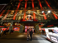 The Christmas decorations are outside Macy's Department Store in New York, N.Y., on December 12, 2024. The photo is taken as a long exposure...