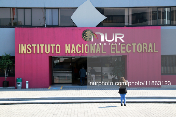 The National Electoral Institute (INE) building is seen before the press conference offered by President Counselor Guadalupe Taddei on the o...