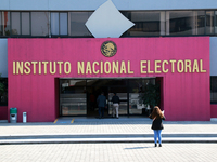 The National Electoral Institute (INE) building is seen before the press conference offered by President Counselor Guadalupe Taddei on the o...