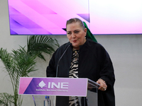 Guadalupe Taddei, president of the National Electoral Institute (INE), speaks during a press conference on the occasion of the 2025 Budget a...