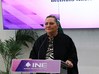 Guadalupe Taddei, president of the National Electoral Institute (INE), speaks during a press conference on the occasion of the 2025 Budget a...