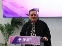 Guadalupe Taddei, president of the National Electoral Institute (INE), speaks during a press conference on the occasion of the 2025 Budget a...