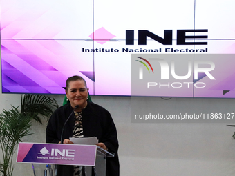 Guadalupe Taddei, president of the National Electoral Institute (INE), speaks during a press conference on the occasion of the 2025 Budget a...